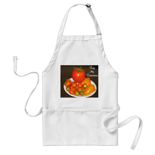 Gourmet- Veggieälskare Förkläde-Försök min tomater Förkläde (Framsidan)