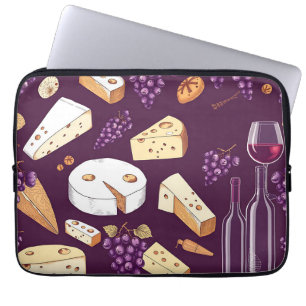 Gourmet Vin och Ostparning Vintage Handritad Laptop Fodral