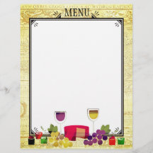 Gourmet vin-ostmiddag party-menyletterhead