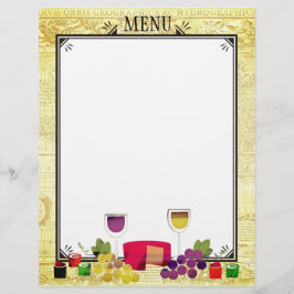Gourmet vin-ostmiddag party-menyletterhead