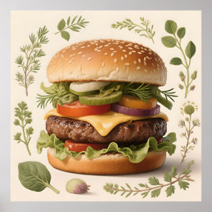 Gourmetostburgare Illustration Poster