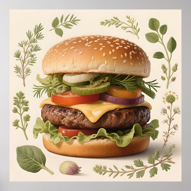 Gourmetostburgare Illustration Poster (Framsidan)
