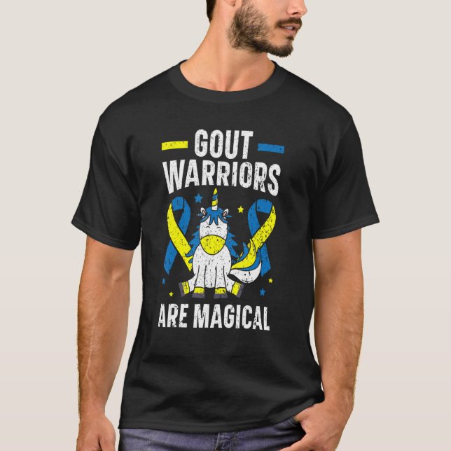 Gout Warriars är en magisk Unicorn Gout-medvetenhe T Shirt (Framsida)