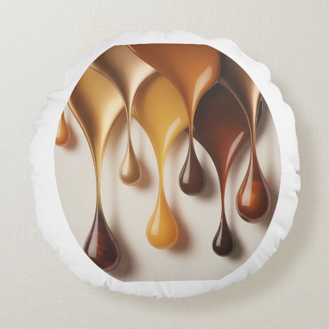 Gouttes Dorées - Art Liquide Luxe - Coussin Rund Kudde (Framsidan)