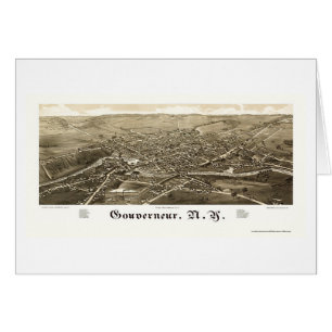 Gouverneur panorama- karta för NY - 1885 Hälsningskort