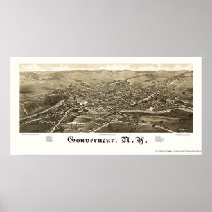 Gouverneur panorama- karta för NY - 1885 Poster