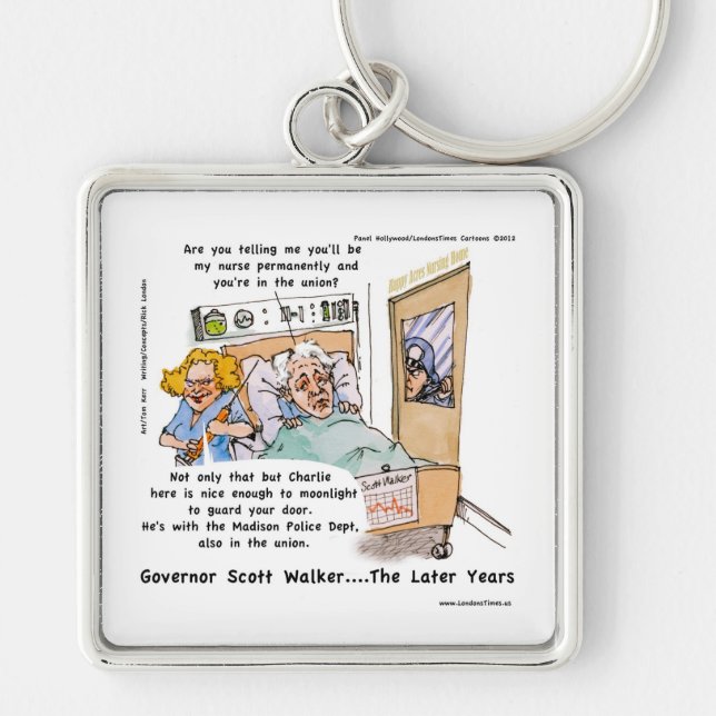 Gov Scott Walker Funny Satirical Gifts Tees Etc Fyrkantig Silverfärgad Nyckelring (Framsidan)