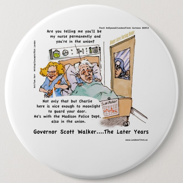 Gov Scott Walker Roliga Satiriska Gåvor Tees Etc Knapp (Framsida)