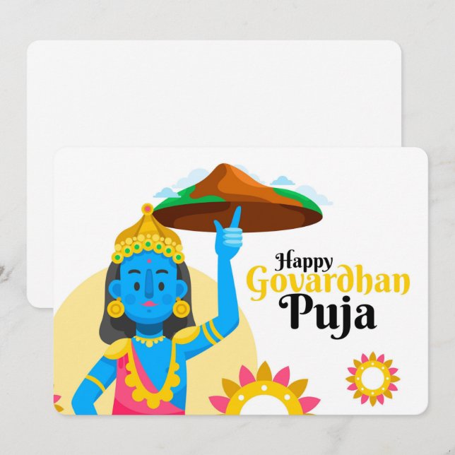Govardhan Puja Julkort (Fram/baksida)