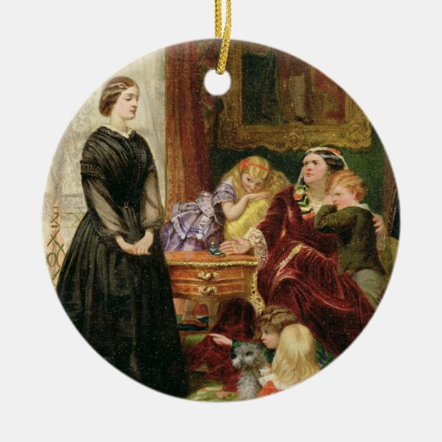 Governessen, 1860 (olja på kanfas) julgransprydnad keramik (Framsidan)