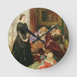 Governessen, 1860 (olja på kanfas) rund klocka