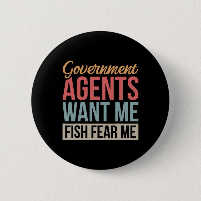 Government Agent vill att jag ska fiska och rädda  Knapp (Framsida)
