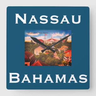 Government House, Nassau, Bahamas Vintage Photo Fyrkantig Klocka