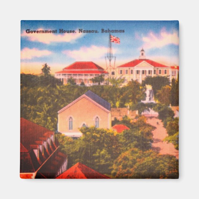 Government House, Nassau, Bahamas Vintage Photo Magnet (Framsidan)