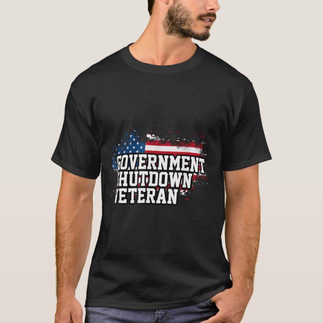Government Shutdown Veteran T Shirt (Framsida)