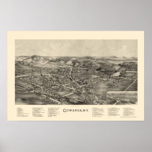 Gowanda, NY Panoramic Karta - 1892 Poster