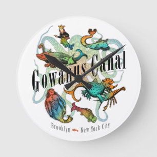 Gowanus kanal av Brooklyn, NY Rund Klocka