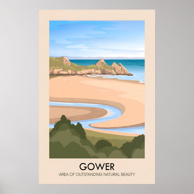 Gower AONB Travel Poster (Framsidan)