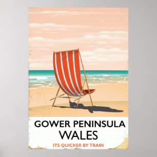 Gower Peninsula Wales vintage resor poster