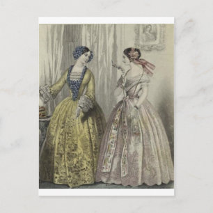 Gown Krig Antebellum Mode Dam Boll Vykort