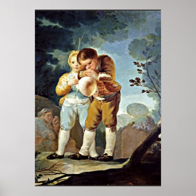 Goya - Barn som blåser upp ballonger Poster (Framsidan)