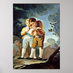 Goya - Barn som blåser upp ballonger Poster