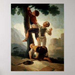 Goya - Boys klättrande Träd 1791 Poster