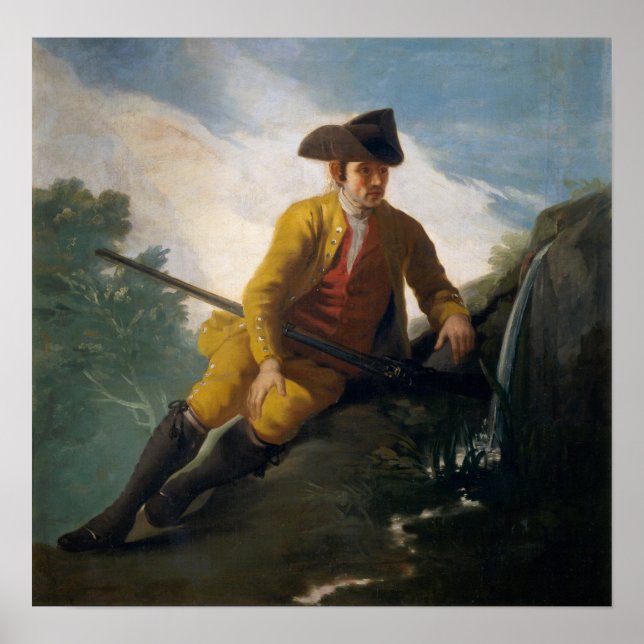 Goya - Jägare vid bäck 1786 Poster (Framsidan)