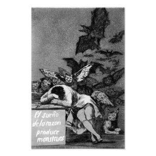 Goya The Ssov of Reason ger Monsters print Fototryck