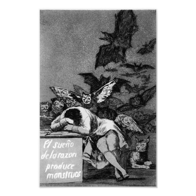 Goya The Ssov of Reason ger Monsters print Fototryck (Framsidan)