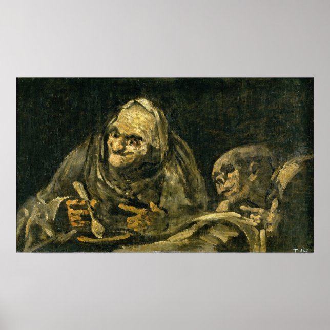 Goya - två gamla Manar vid måltid 1821 Poster (Framsidan)