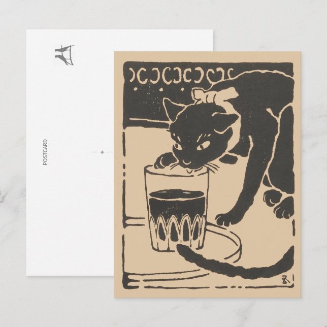 Goyō’s Beer Cat: "I Am a Cat" Original  Edition Vykort (Fram/baksida)