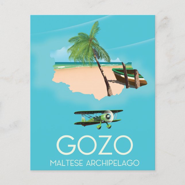 Gozo , den maltesiska ögruppen Karta Travel-affisc (Framsida)