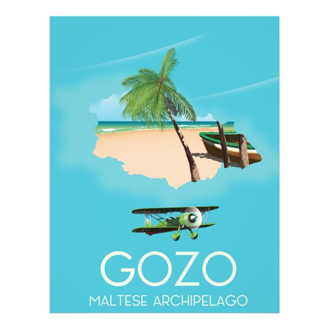 Gozo , den maltesiska ögruppen Karta Travel-affisc Fototryck (Framsidan)
