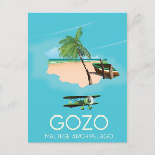 Gozo , den maltesiska ögruppen Karta Travel-affisc Vykort
