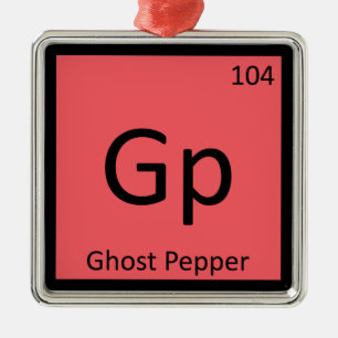 Gp - Ghost Pepper Chemistry Periodic Bord - symbol Julgransprydnad Metall