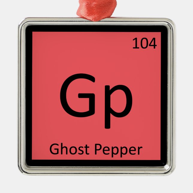 GP - Ghost Pepper Chemistry Periodic Bord Symbol Julgransprydnad Metall (Framsidan)