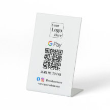 Gpay QR-kod, edestal Sign för ditt företag