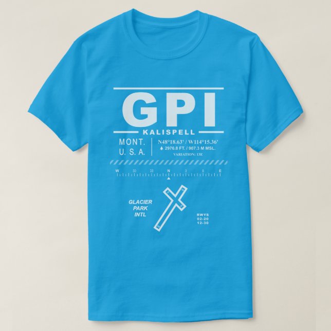 GPI för Glacier Park Internationell flygplats T Shirt (Design framsida)