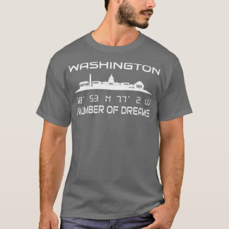 GPS Coordinates Capital Washington DC Skyline 1 T Shirt