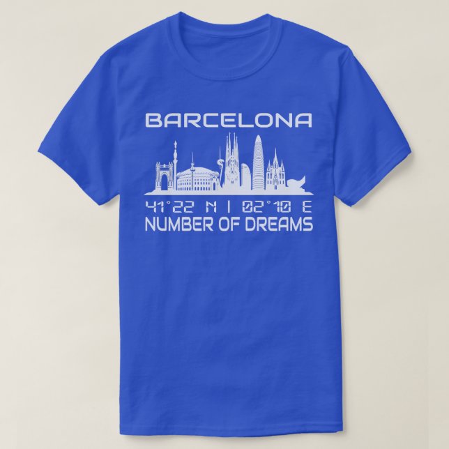 GPS Coordinates City Barcelona Skyline 2 T Shirt (Design framsida)