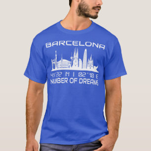 GPS Coordinates City Barcelona Skyline 2 T Shirt