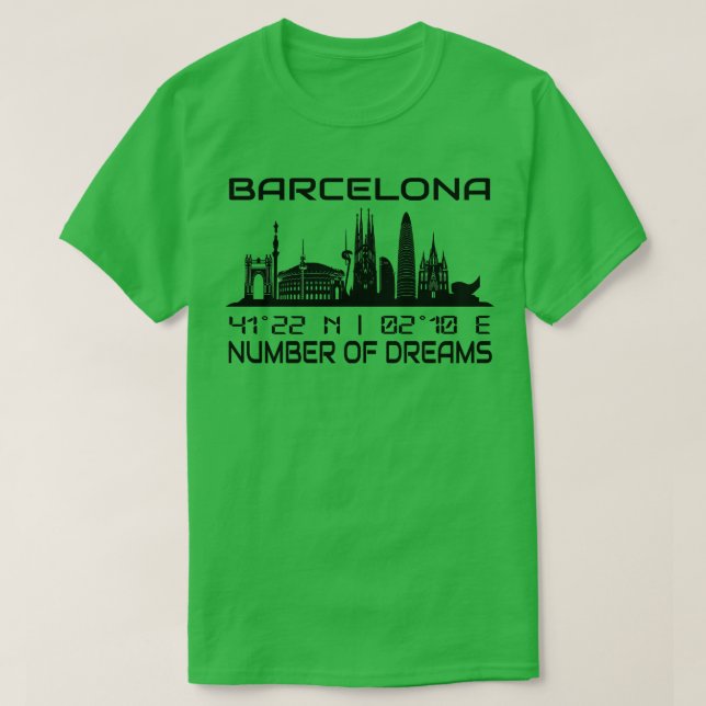 GPS Coordinates City Barcelona Skyline T Shirt (Design framsida)