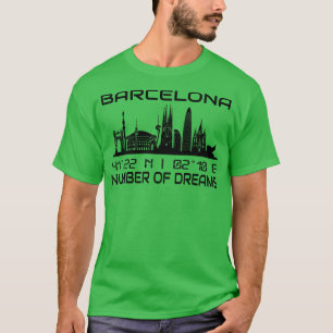 GPS Coordinates City Barcelona Skyline T Shirt