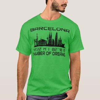 GPS Coordinates City Barcelona Skyline T Shirt