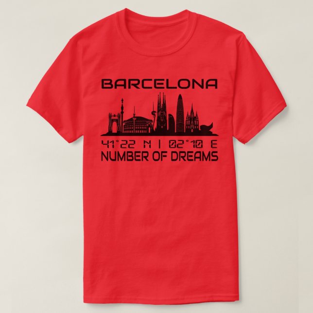 GPS Coordinates City Barcelona Skyline T Shirt (Design framsida)