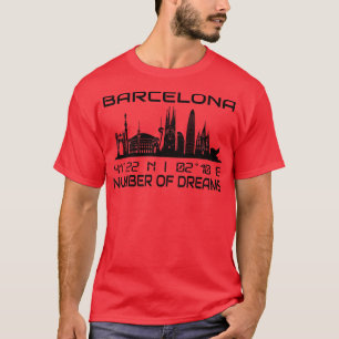 GPS Coordinates City Barcelona Skyline T Shirt