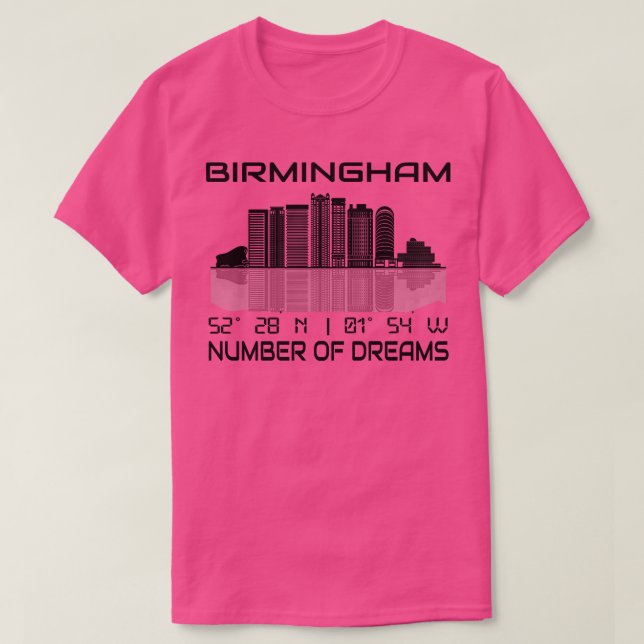 GPS Coordinates City Birmingham Skyline T Shirt (Design framsida)