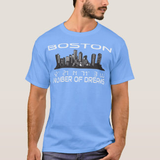 GPS Coordinates City Boston Skyline Dream City T Shirt