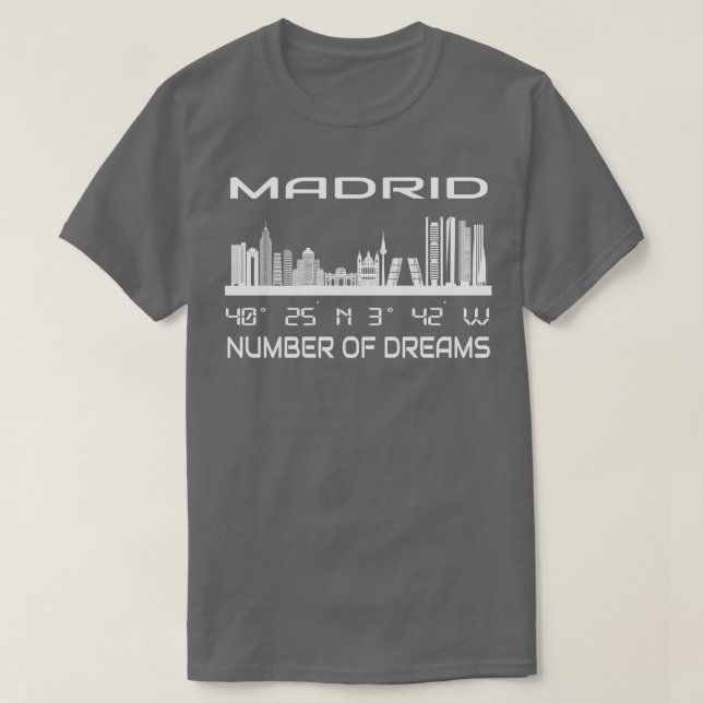 Gps Coordinates City Madrid Skyline Dream City T Shirt (Design framsida)